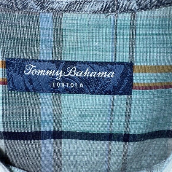 Tommy Bahama Tortola Sunwash Check Plaid Shirt 4XLT Big & Tall Azul Mar Cotton - Picture 5 of 11
